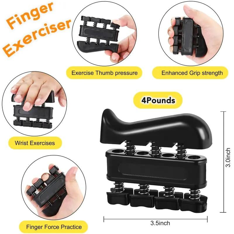 5 PCS Grip Strength Trainer Kit, Hand Gripper Strengthener, Forearm Strengthener, Finger Strengthener Adjustable Resistance Thigh Master Adjustable Hydraulic Chest Exerciser Adjustable Barbell Weight Set Standard Cast Iron Barbell Set